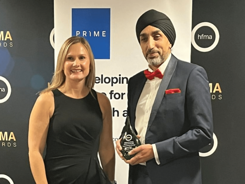 Congratulations to Hardev Virdee for winning Finance Director of the Year at last night’s HFMA Awards! The award, sponsored by Prime, recognises an individual’s contribution to their organisation’s financial performance and towards the improvement in healthcare locally or nationally in any of the four UK nations. Vikki Town, Prime’s Group Finance Director, was on hand to present the award.