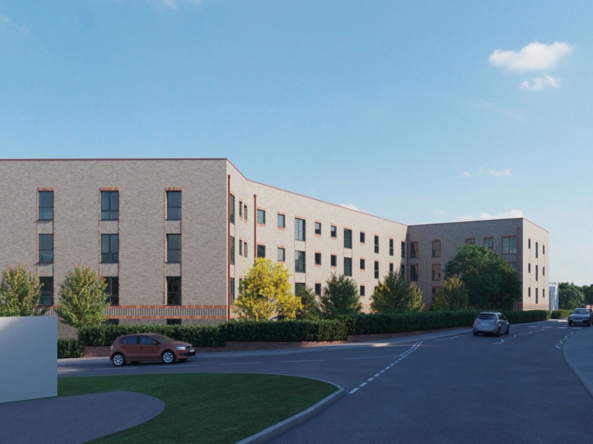 CGI street view showing the new building in situ